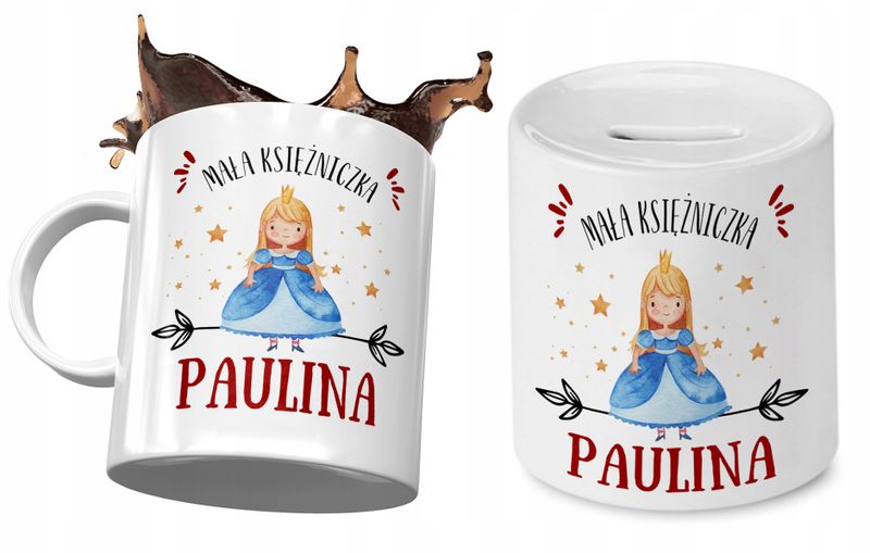 Dla Pauliny Zestaw Kubek + Skarbonka Dla Dziecka Z Nadrukiem Ze Zdjęciem zdjęcie 1