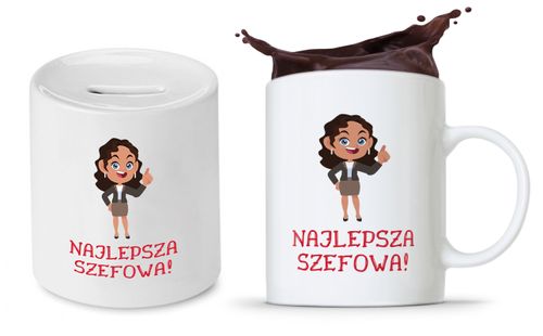 Dla Szefa Szefowej Zestaw Kubek + Skarbonka Z Nadrukiem Ze Zdjęciem na Arena.pl