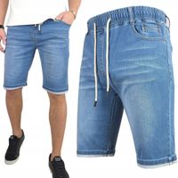 SPODENKI męskie JEANSOWE KRÓTKIE spodnie rozciągliwe PAS z GUMKĄ, 510 - L