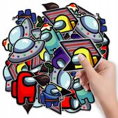 NAKLEJKI ETYKIETY NA ZESZYT NALEPKA Z POSTACIAMI ASTRONAUTA WZORY 6 SZT