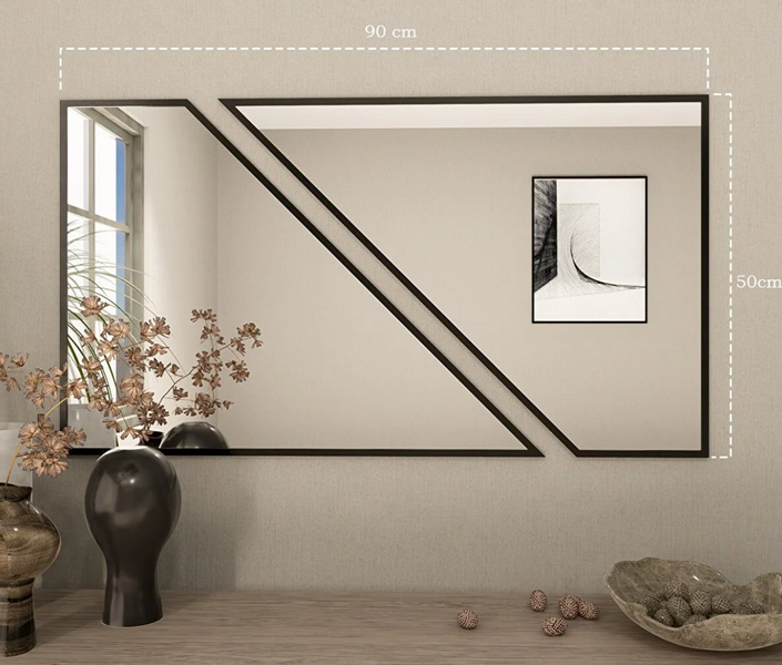 Lustro ścienne loftowe 50x90cm - czarna rama zdjęcie 3