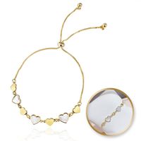 bransoletka na rękę stal chirurgiczna pozłacana 14k złotem, serca masa