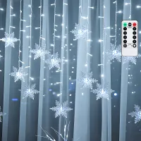 Niskonapięciowe lampki sople 100 LED płatki śniegu 3m z pilotem do dekoracji zimowej