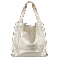 VERA PELLE torebka damska skórzana shopper z saszetką na ramię V497 złota