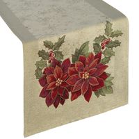 Bieżnik gobelinowy świąteczny z nicią metaliczną CHRISTMAS 40X100 naturalny