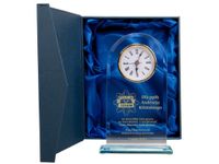 Szklany zegar w niebieskim etui - 0031D (POLICJA)