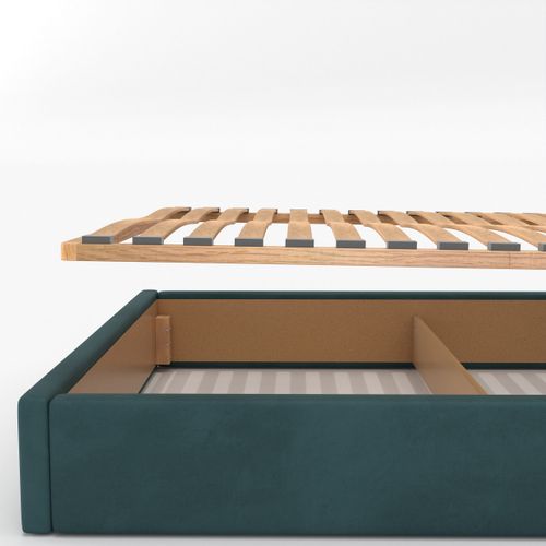 ŁÓŻKO TAPICEROWANE DO SYPIALNI 180x200 PODWÓJNE Z POJEMNIKIEM TURKUSOWE na Arena.pl