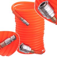 Wąż Pneumatyczny Spiralny 15m 5x8mm Przewód 8bar SZYBKOZŁĄCZA do Sprężarki