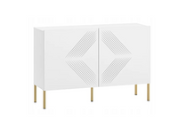 Nowoczesna Komoda Ryflowana 2- Drzwiowa 2D 114 cm Biała KLERMO Nogi ML