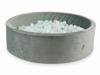 Suchy basen z piłeczkami 700 sztuk 130x40 Velvet szary (błękitne jasne perłowe, jasnomiętowe, opalizujące, białe)