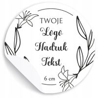 Naklejki z LOGO firmy ETYKIETY REKLAMOWEtwoje logo nadruk tekst 6 cm 100szt