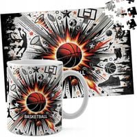 ZESTAW KUBEK + PUZZLE 110EL - KOSZYKÓWKA SPORT PIŁKA KOSZ DRUŻYNA