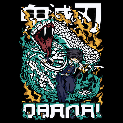 Koszulka Czarna Demon Slayer / Kimetsu no Yaiba / Miecz zabójcy demonów - WYBIERZ KOLOR KOSZULKI I FASON Damska L na Arena.pl