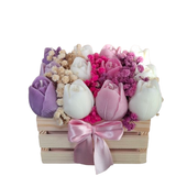 Flower Box Świece Bukiet Prezent MIni Skrzynia Dekoracja Ozdoba Kwiaty
