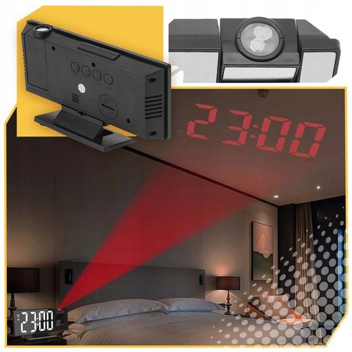 ZEGAR Budzik ELEKTRONICZNY z projektorem LED cyfrowy LUSTRO TERMOMETR 4w1 na Arena.pl