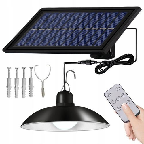 LAMPA SOLARNA ŻYRANDOL SUFITOWY LED WISZĄCY Z CZUJNIKIEM ZMIERZCHU + PILOT na Arena.pl