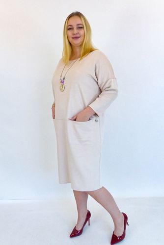 Oversizowa Sukienka Midi z Imitacji Zamszu z Kieszeniami Pudrowy Róż UNI na Arena.pl