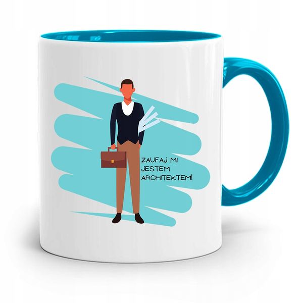 Kubek Błękitny Architekta Zaufaj Mi Jestem Prezent Z Nadrukiem Ze Zdjęciem zdjęcie 1