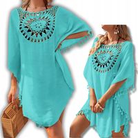 PAREO TUNIKA BOHO LETNIA SUKIENKA NARZUTKA PLAŻOWA ZWIEWNA NA PLAŻĘ NB HAFT