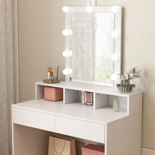 TOALETKA DO MAKIJAŻU WIZAŻU KOSMETYCZNA Z LUSTREM LED NOWOCZESNA LOFT na Arena.pl