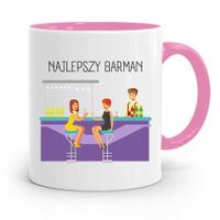 Kubek Różowy Dla Barmana Najlepszy Barman Prezent Z Nadrukiem Ze Zdjęciem