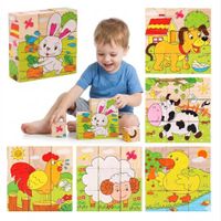 EDUKACYJNE DREWNIANE KLOCKI UKŁADANKA FARMA DLA DZIECI