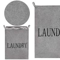 Kosz na pranie 81 L pojemnik z uszami szary