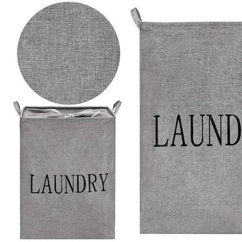 Kosz na pranie 81 L pojemnik z uszami szary na Arena.pl