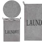 Kosz na pranie 81 L pojemnik z uszami szary