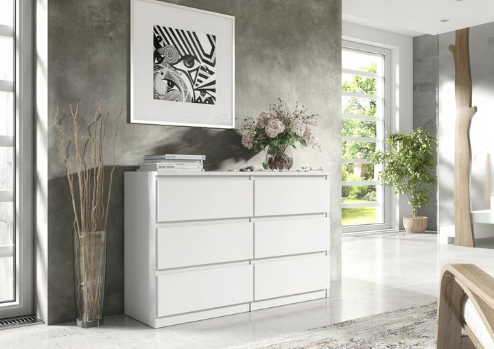 KOMODA 6 SZUFLAD 100CM BIAŁA zdjęcie 2