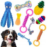 Zabawki dla psa MEGA ZESTAW 9 sztuk SZNURY OŚMIORNICA ANANAS UDKO RINGI