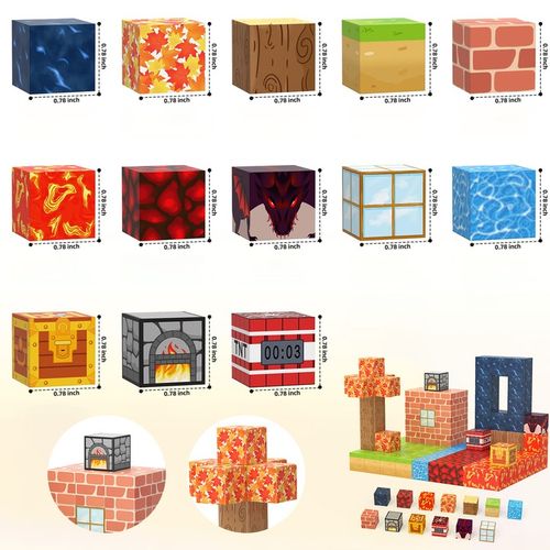 KLOCKI MAGNETYCZNE MINECRAFT BLOKI KLOCKI PIXELE SZEŚCIANY 100 KLOCKÓW na Arena.pl