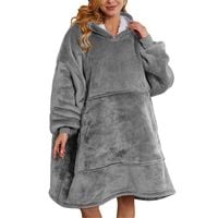 Bluza z kapturem koc kocobluza gruba oversize ciepła na zimę szara futrzak