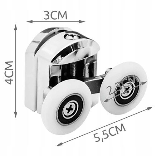 Rolki Kółka Do Kabiny Prysznicowej Komplet Rolek Kabin Prysznicowych Chrom na Arena.pl