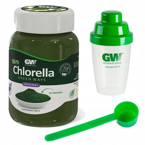 BIO Chlorella Green Ways w proszku 350g + łyżeczka + shaker - Oczyszczanie na Arena.pl