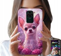 ETUI DO XIAOMI NOTE 9 - SŁODKA CHIHUAHUA NA RÓŻOWYM TLE KWIATAMI