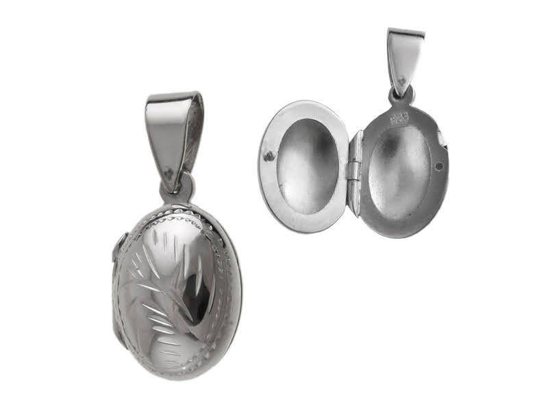 ELEGANCKI OWALNY SREBRNY OTWIERANY WISIOREK SEKRETNIK PUZDERKO WZOREK WZÓR zdjęcie 1