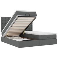 Rama łóżka otomana z materacami, szara, 200x200 cm, tkanina