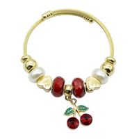 Bransoletka charms modułowa sztywna regulowana kolor złoty Wisienki 21