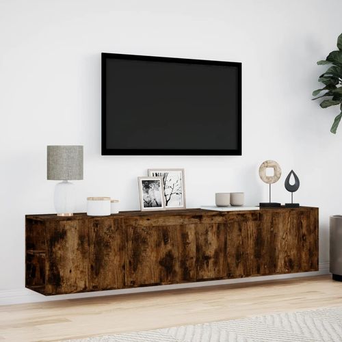 Ścienna szafka pod TV, z LED, przydymiony dąb, 180x31x39,5 cm na Arena.pl