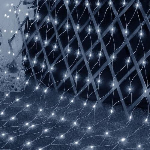 Kurtyna świetlna zimny biały 144 Led lampki wewnętrzno-zewnętrzne siatka z programatorem na Arena.pl