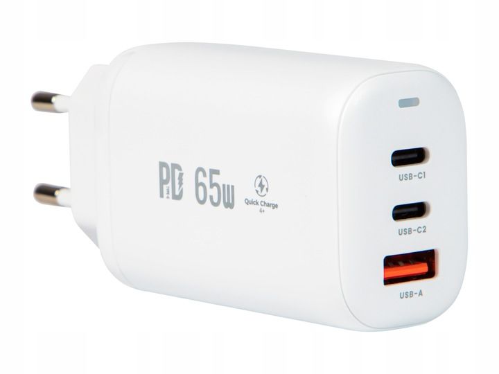 ŁADOWARKA SIECIOWA USB 2xUSB-C 65W SZYBKA QC4+ PD zdjęcie 4
