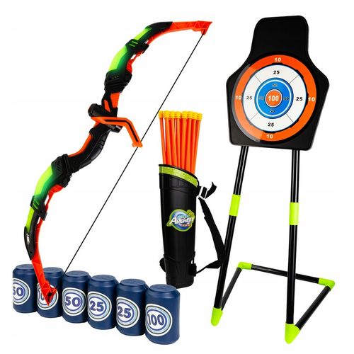 ŁUK ZESTAW ŁUCZNICZY DLA DZIECI STRZAŁKI KOŁCZAN PUSZKI CELE TARCZA LED na Arena.pl