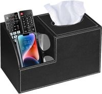 Organizer na Biurko z Pudełkiem na Chusteczki Skóra PU 2 Przegródki Czarny