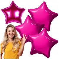 balony zestaw różowa gwiazda urodziny dekoracja impreza foliowe 5szt 45cm