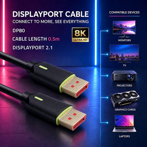 Qoltec Kabel DisplayPort 2.1 8K 0,5 m na Arena.pl