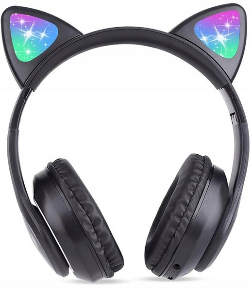 SŁUCHAWKI BEZPRZEWODOWE Z MIKROFONEM KOLOROWE KOCIE USZY LED DLA DZIECI zdjęcie 7