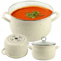 GARNEK TRADYCYJNY EMALIOWANY 5,5L PROSTY GAZ INDUKCJA MARMUR KREMOWY HELENA