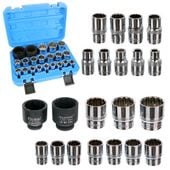 zestaw nasadki metryczne calowe 12-kątne spline torx-e 1/2 crv 8-36mm