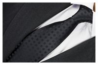 ŻAKARDOWY Gładki Krawat Męski Groszki CZARNY rc313